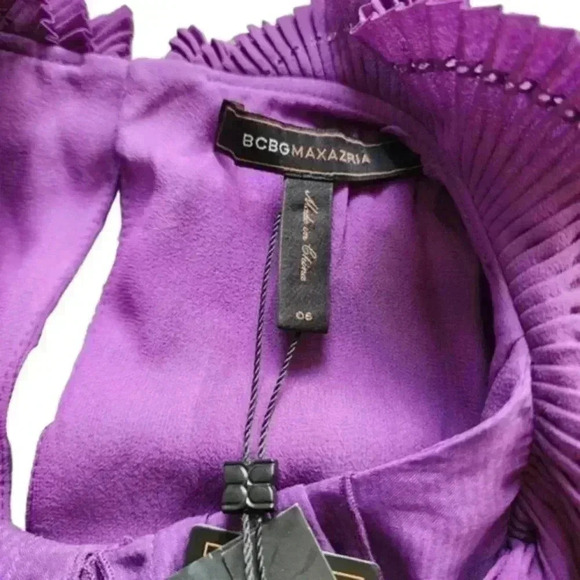 Bcbgmaxazria Dress Black Orchid Silk Ruffles Whimsigoth New With Tags Women's 6 - Picture 11 of 16